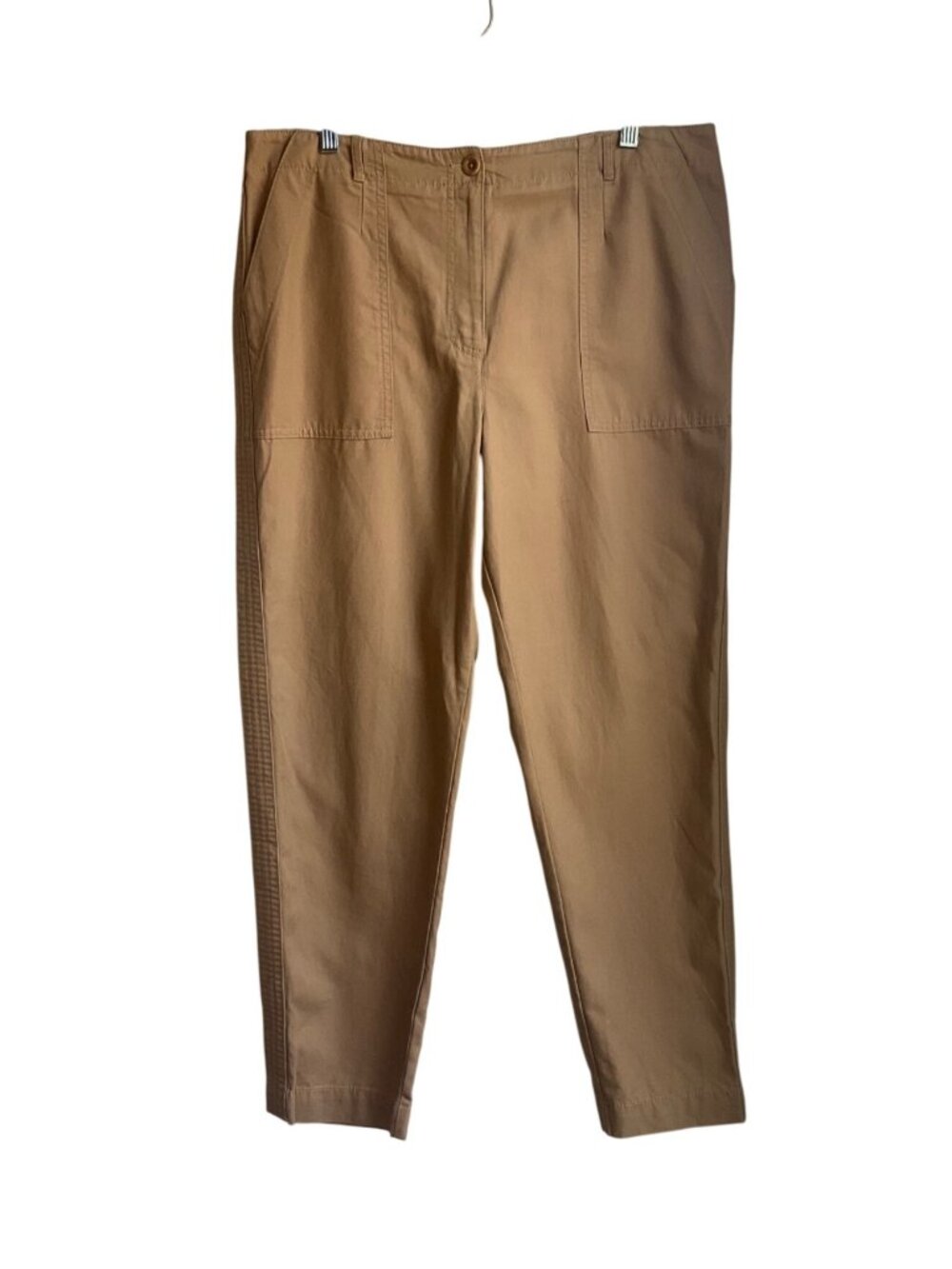 New Talbots 16 Slim Cargo Pants Tan Cotton Blend Ankle Length Minimalist Utility
